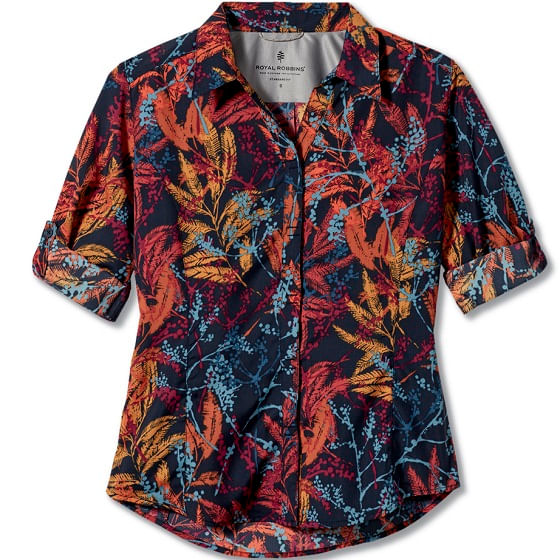 Royal Robbins Women's Expedition Print 3/4 Sleeve Navy