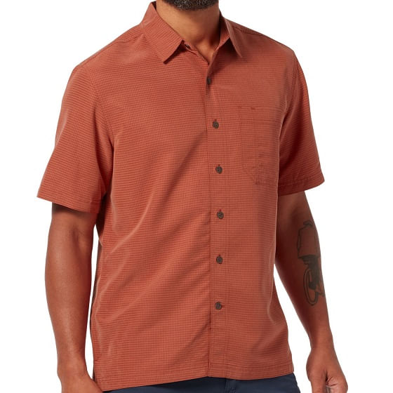 Royal Robbins Men's Desert Pucker Dry Short Sleeve Shirt Rosewood