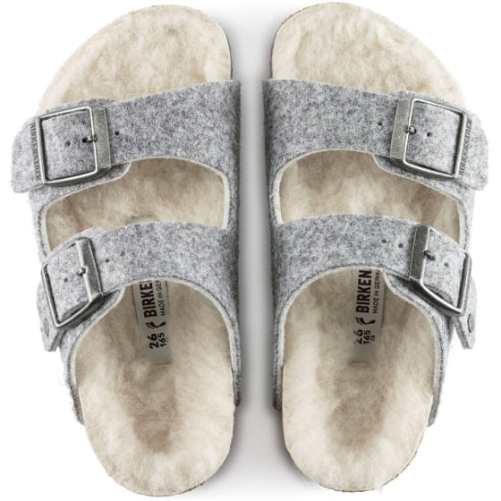 Birkenstock Kids Arizona Wool Shearling - Light Gray (1021220) *Discontinued*