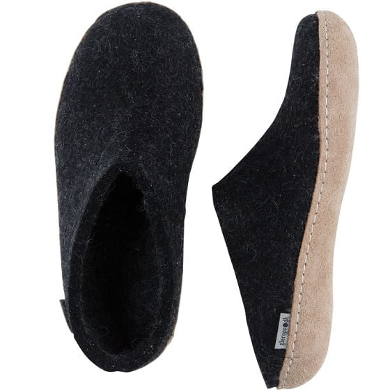 Glerups Unisex Slip-On With Leather Sole - Charcoal