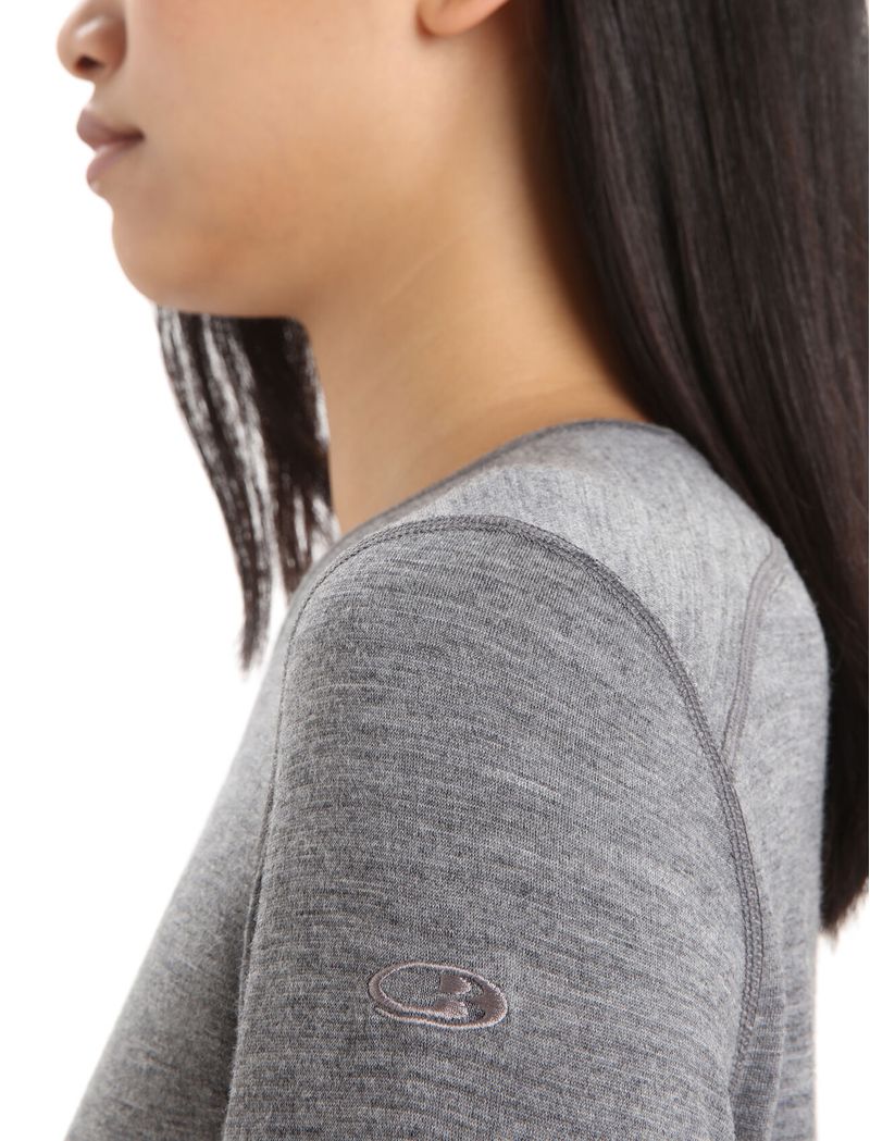 Icebreaker Women's Merino 200 Oasis Long Sleeve Crewe Thermal Top - Gritstone Heather