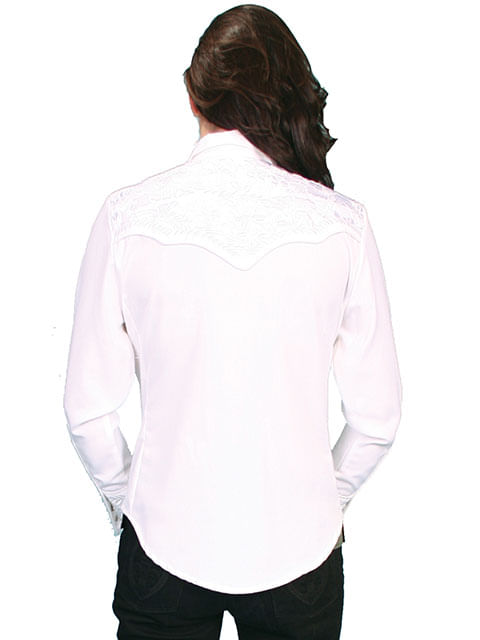 Scully Women's Floral Embroidered Western Shirt - White