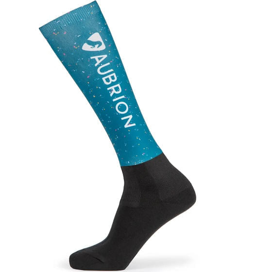 Shires Aubrion Kids' Hyde Park Cross Country Socks - Teal Ditsy