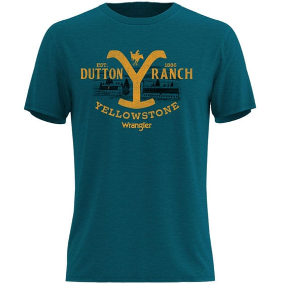 Wrangler Men's Yellowstone Graphic Short Sleeve Tee - Cyan Pepper Heather