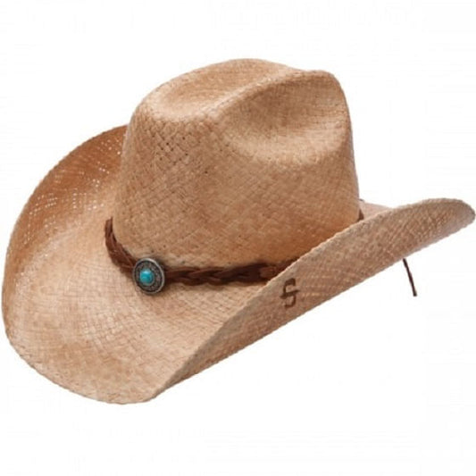  Stetson Flatrock Shapeable Straw Cowboy Hat - Natural/Burned