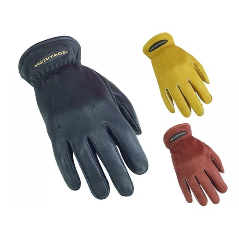  Heritage Sheepskin Leather Winter Trail Riding Gloves - Black