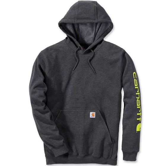 Carhartt Men's Midweight Signature Logo Hooded Sweatshirt - Carbon Heather