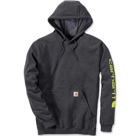  Carhartt Men's Midweight Signature Logo Hooded Sweatshirt - Carbon Heather