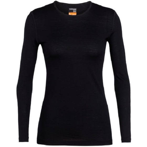 Icebreaker Women's 200 Oasis Long Sleeve Crewe - Black