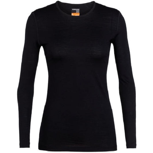  Icebreaker Women's 200 Oasis Long Sleeve Crewe - Black