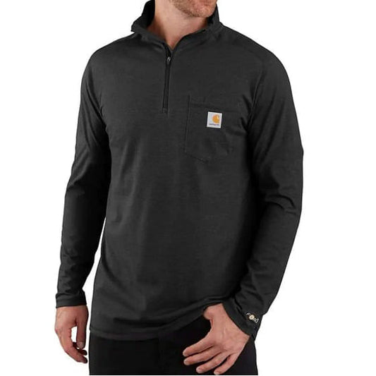  Carhartt Men's Relaxed Fit Long Sleeve 1/4 Zip T-Shirt - Black