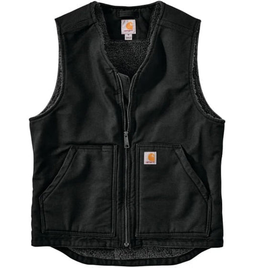  Carhartt Men's Relaxed Fit Washed Sherpa Lined Vest - Black