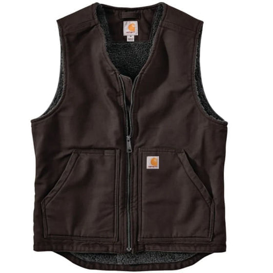  Carhartt Men's Relaxed Fit Washed Sherpa Lined Vest - Dark Brown