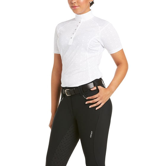  Ariat Women's Showstopper 3.0 Short Sleeve Show Shirt-White