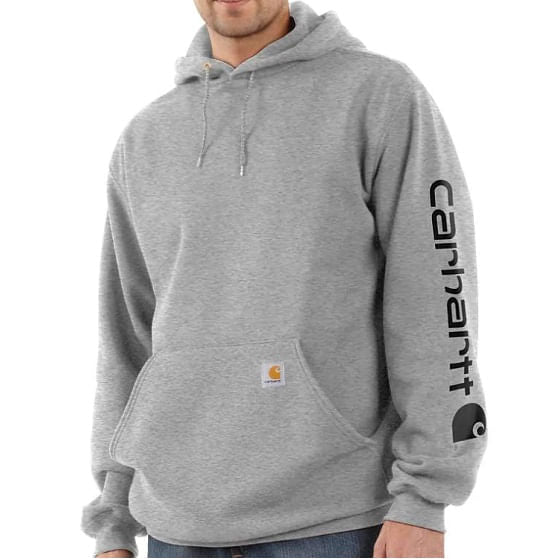  Carhartt Men's Midweight Cotton Long Pocket Sleeve T-shirt - Grey Heather/Black