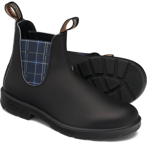  Blundstone 2102 - Original Black W Navy Tartan Elastic
