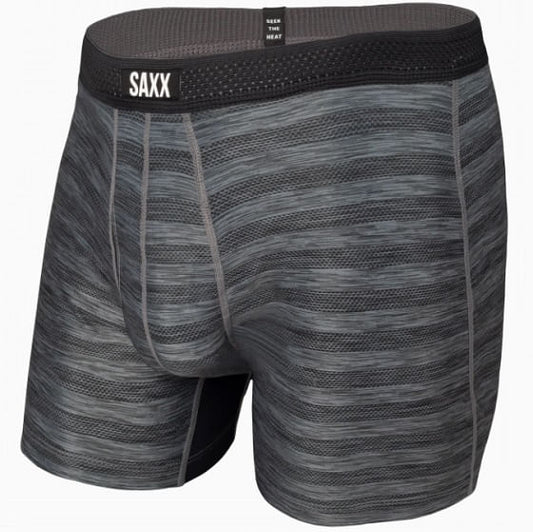  Saxx Hot Shot Boxer Brief With Fly- Black Heather