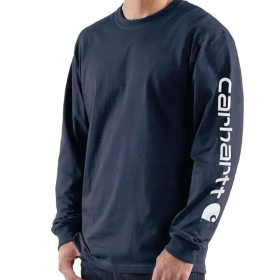  Carhartt Men's Loose Fit Heavyweight Long Sleeve Graphic T-Shirt - Navy
