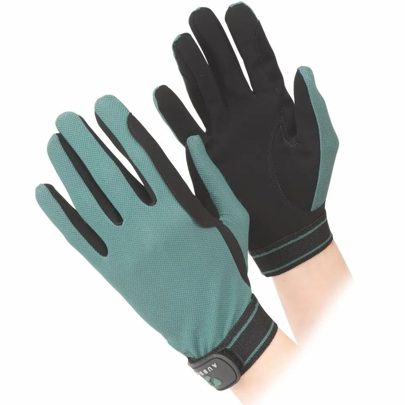  Aubrion Kid's Mesh Riding Gloves - Green