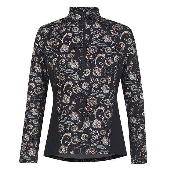  Kerrits Women's Up Tempo Fleece Long Sleeve - Black Winter Bloom