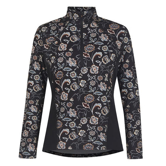 Kerrits Women's Up Tempo Fleece Long Sleeve - Black Winter Bloom