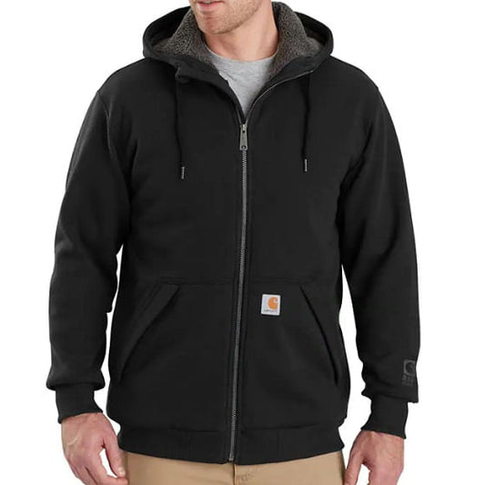  Carhartt Men's Rain Defender Relaxed Fit Midweight Sherpa-Lined Full-Zip Sweatshirt - Black