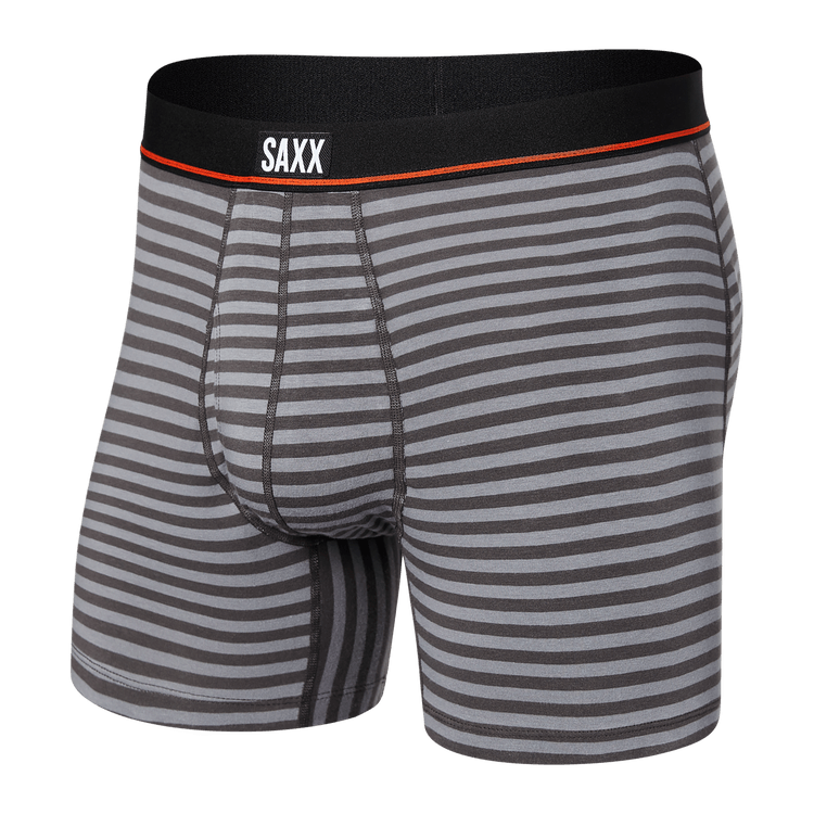 Saxx Men's Non-Stop Stretch Cotton Boxer Brief - Hiker Stripe Grey
