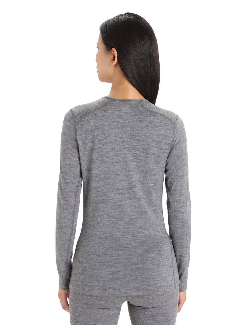  Icebreaker Women's Merino 200 Oasis Long Sleeve Crewe Thermal Top - Gritstone Heather