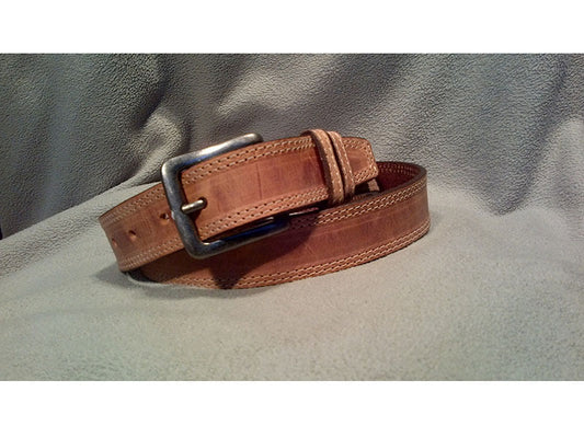  Keldon Double Row Stitch Edge Belt - Tan