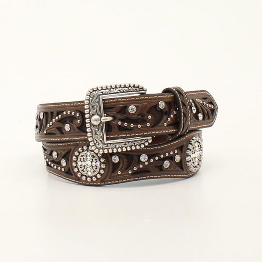  Ariat Women's Scalloped Scroll Inlay Leather Belt