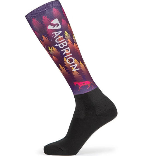  Shires Aubrion Women's Hyde Park Cross Country Socks - Purple Forest