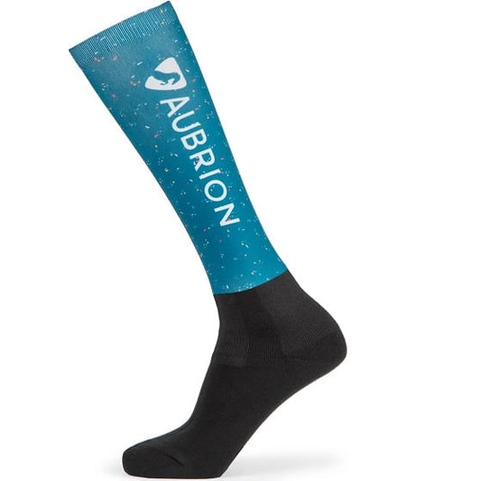  Shires Aubrion Kids' Hyde Park Cross Country Socks - Teal Ditsy