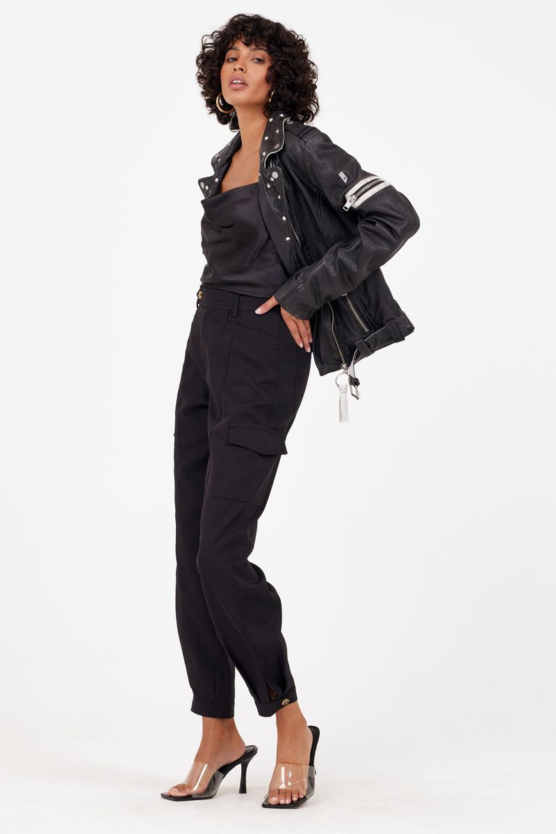  Mauritius Women's Caru Leather Jacket - Black/White