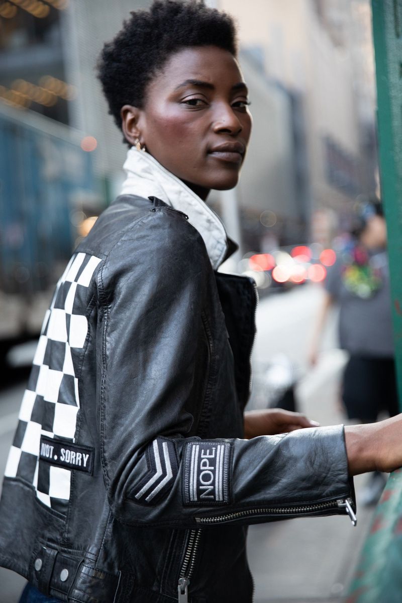  Mauritius Women's Caru Leather Jacket - Black/White