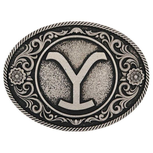  Montana Silversmiths The Yellowstone Y Floral Filigree Attitude Belt Buckle (A914YEL)