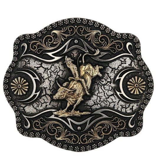  Montana Silversmiths A-Blaze Filigree Framed Bull Rider Attitude Belt Buckle (A886)