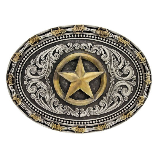  Montana Silversmiths Two Tone Rope & Barbed Wire Classic Impressions Lone Star Attitude Buckle (A530)