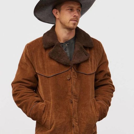  Brixton Men's Wallace Sherpa Lined Corduroy Jacket - Bison
