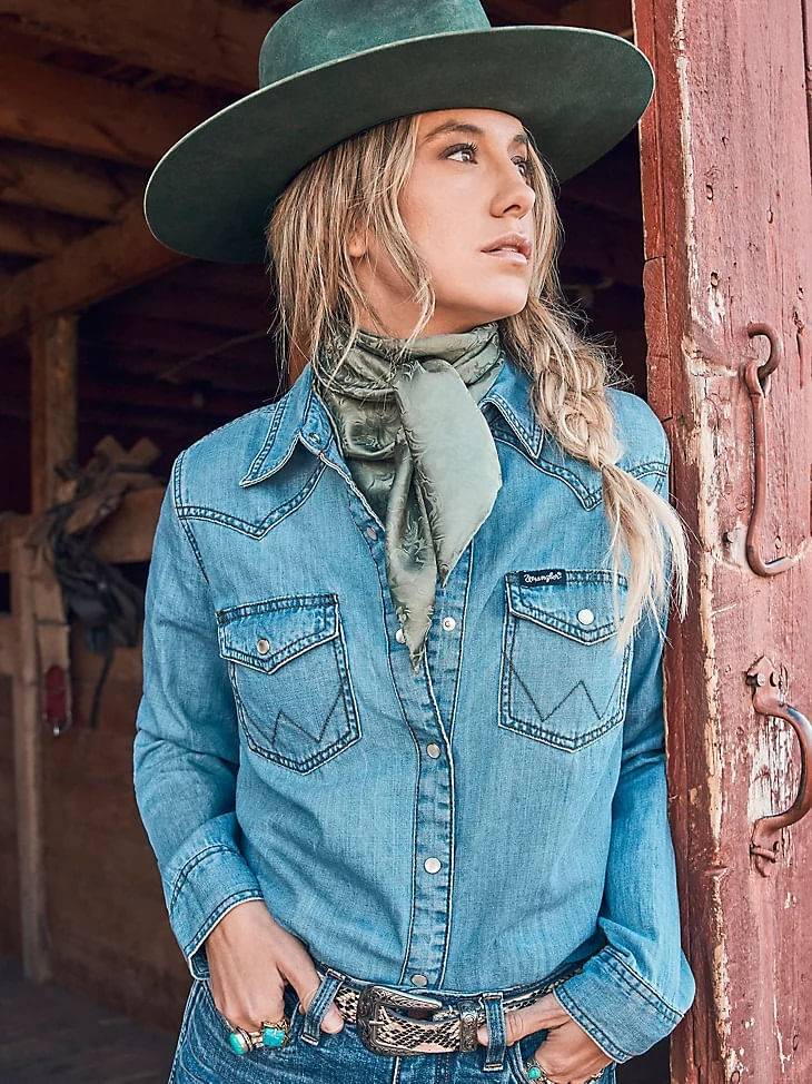  Wrangler Women's Western Retro Shirts - Mid Denim