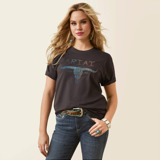  Ariat Women's Patina Steer Tee - Black
