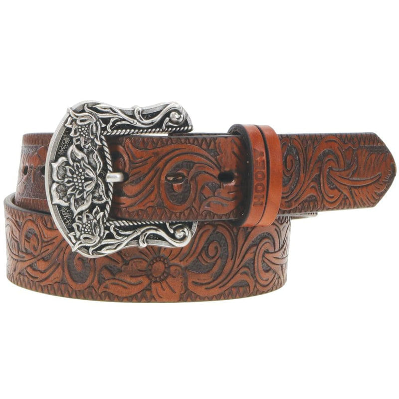  Hooey Unisex Flora Leather Belt - Brown